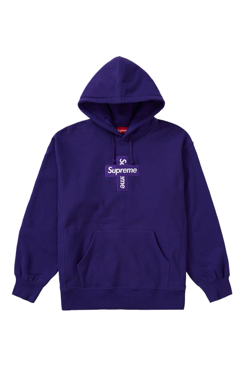 фото Худи supreme cross box logo hooded sweatshirt purple