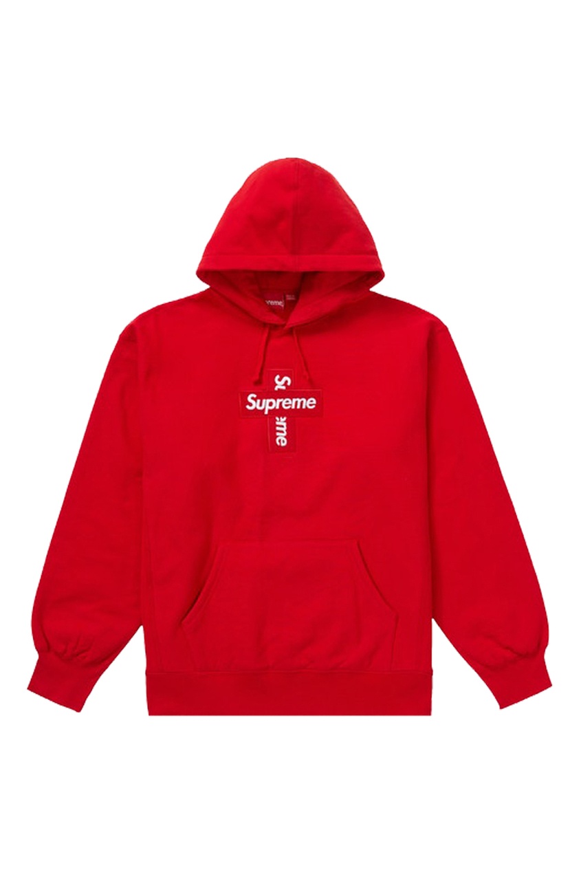 фото Худи supreme cross box logo hooded sweatshirt heather red