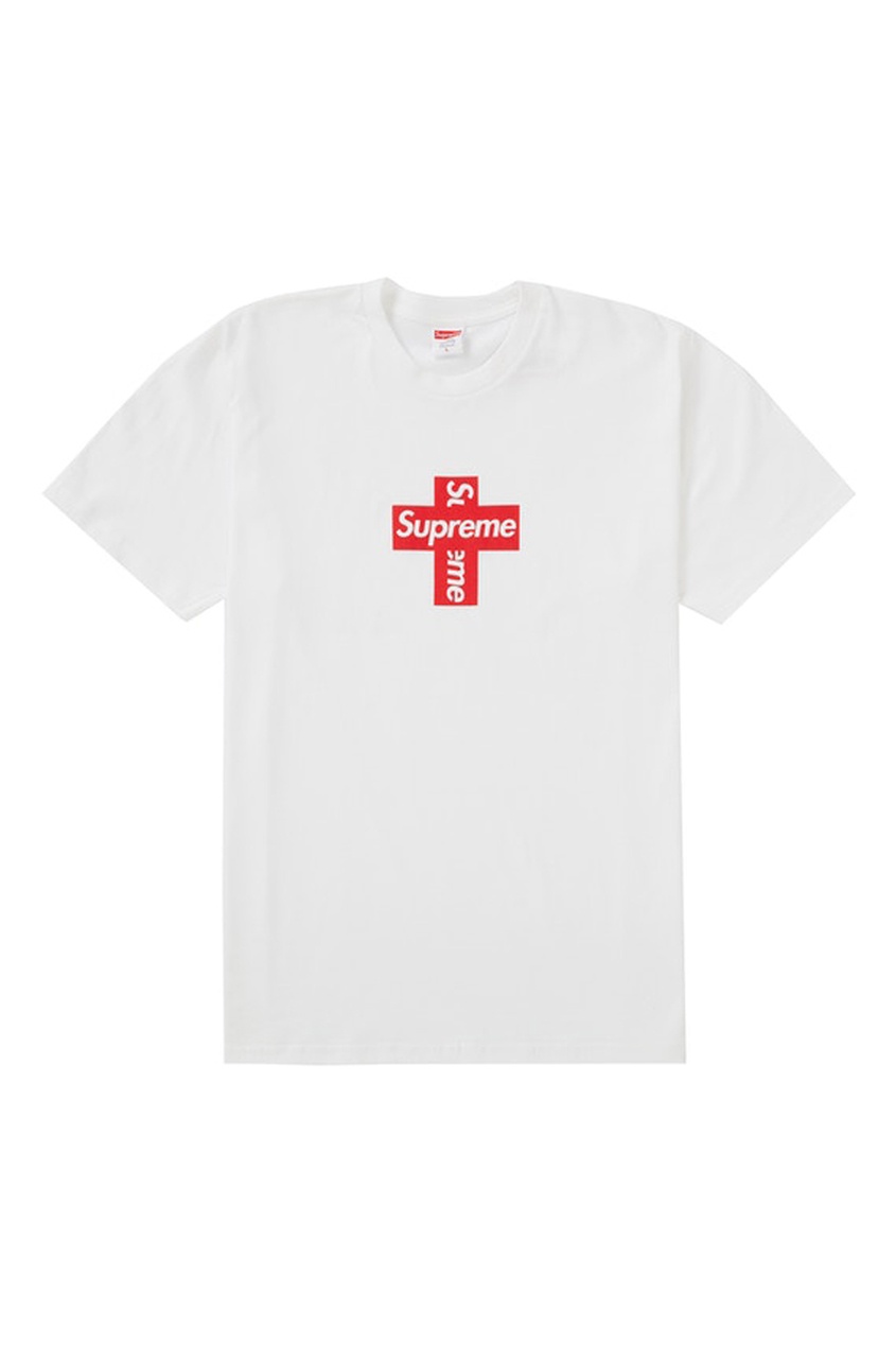 фото Белая футболка supreme cross box logo t-shirt white