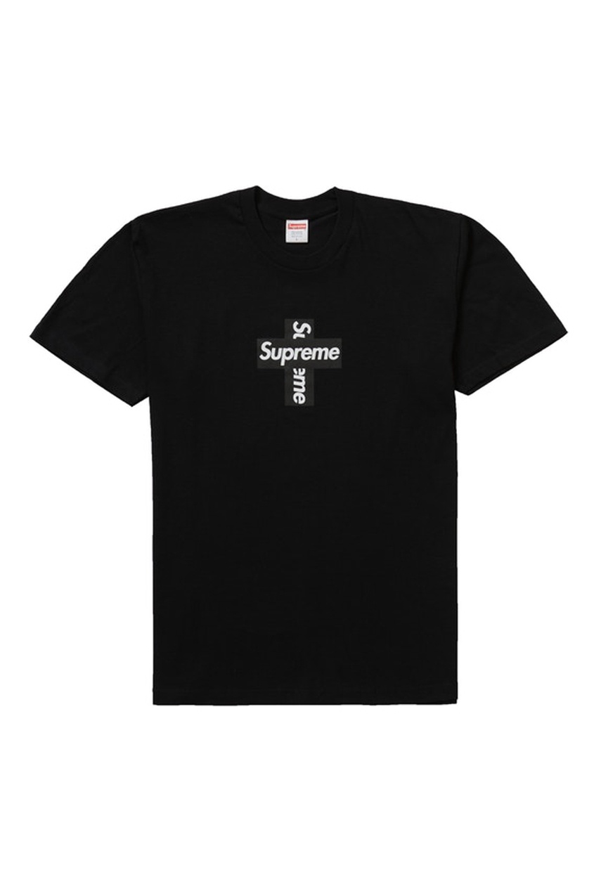 фото Черная футболка supreme cross box logo t-shirt black