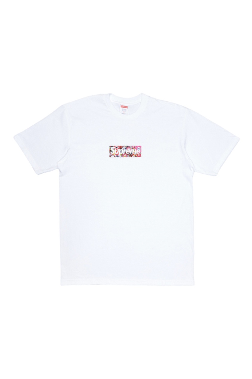 фото Белая футболка supreme takashi murakami covid-19 relief box logo tee white