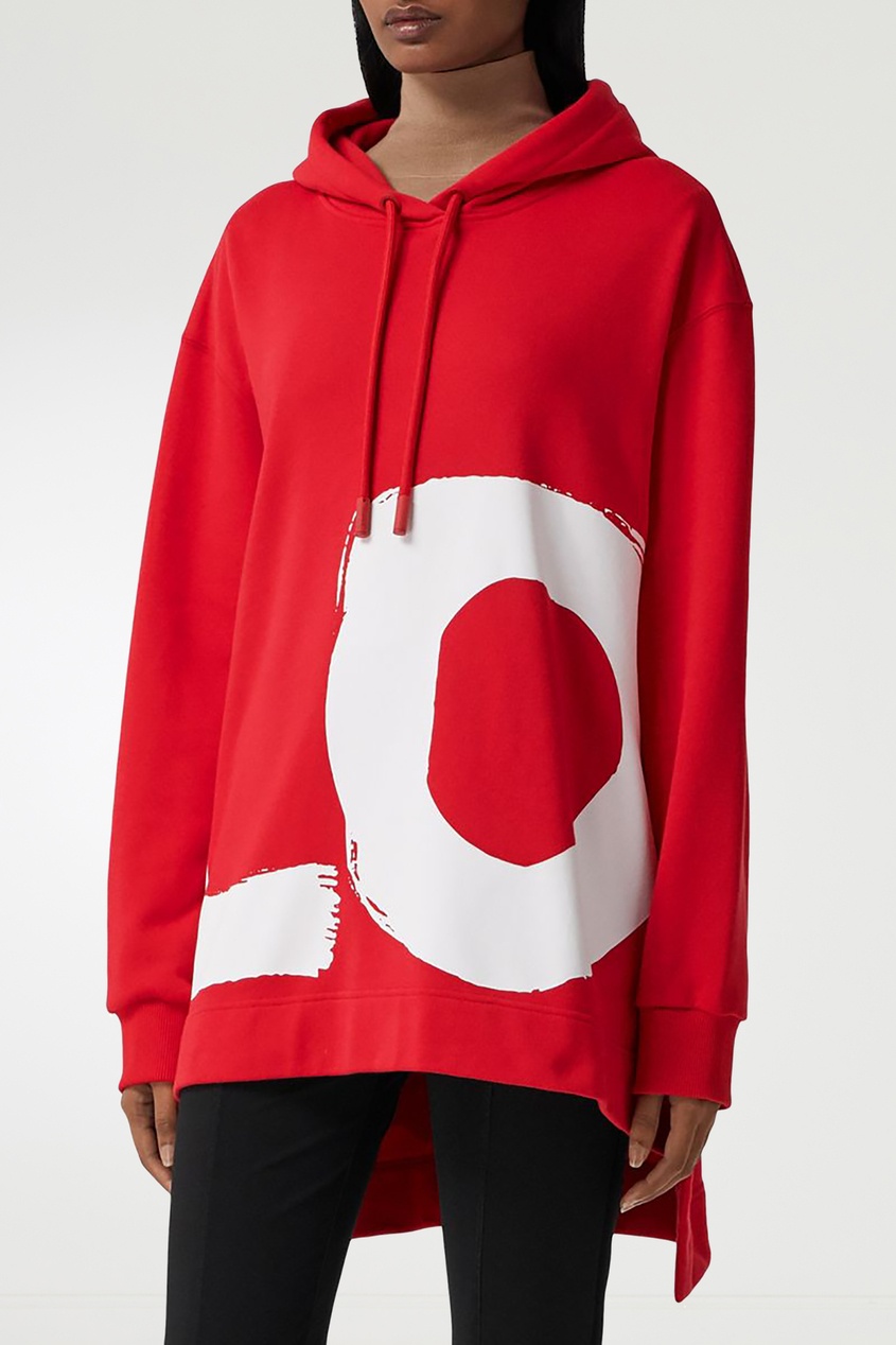 фото Красное худи с контрастным принтом love burberry