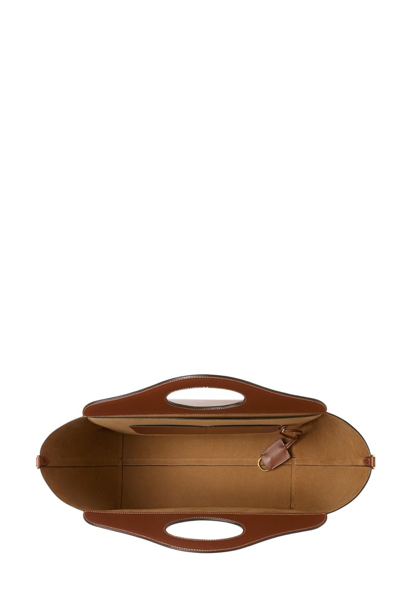 фото Средняя коричневая сумка-тоут из кожи pocket burberry