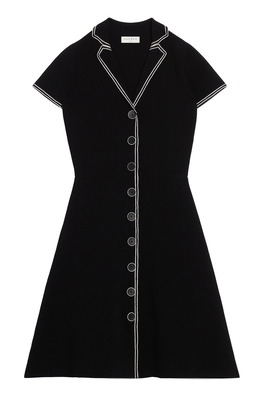 фото Черное платье-рубашка из трикотажа sandro