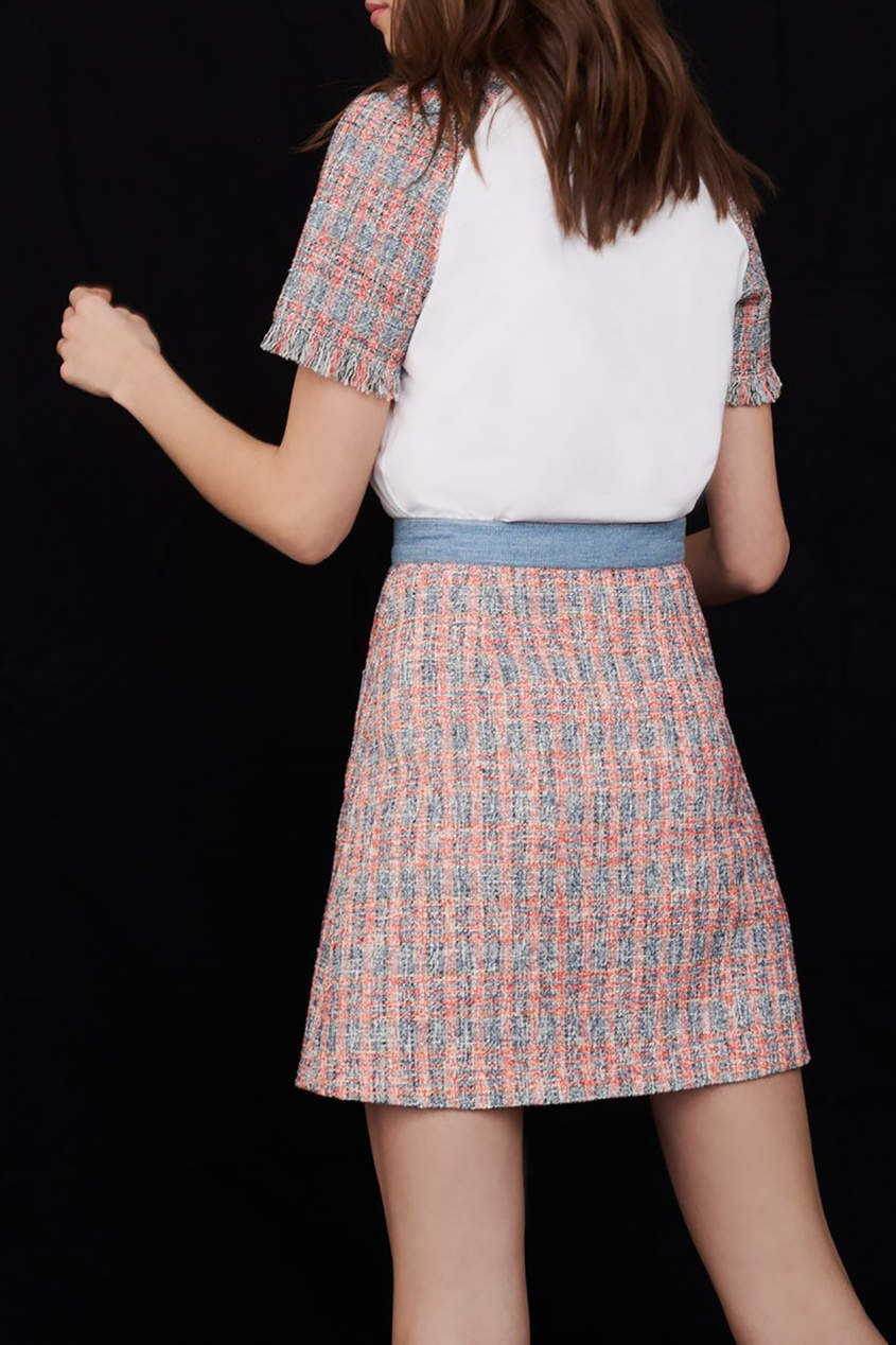 фото Двухцветная твидовая юбка maje