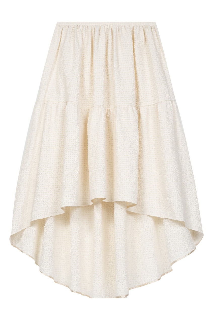 фото Хлопковая асимметричная юбка молочного цвета maje