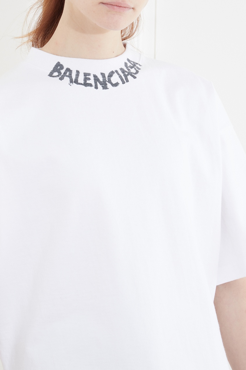 фото Белая футболка с логотипом scribble logo balenciaga