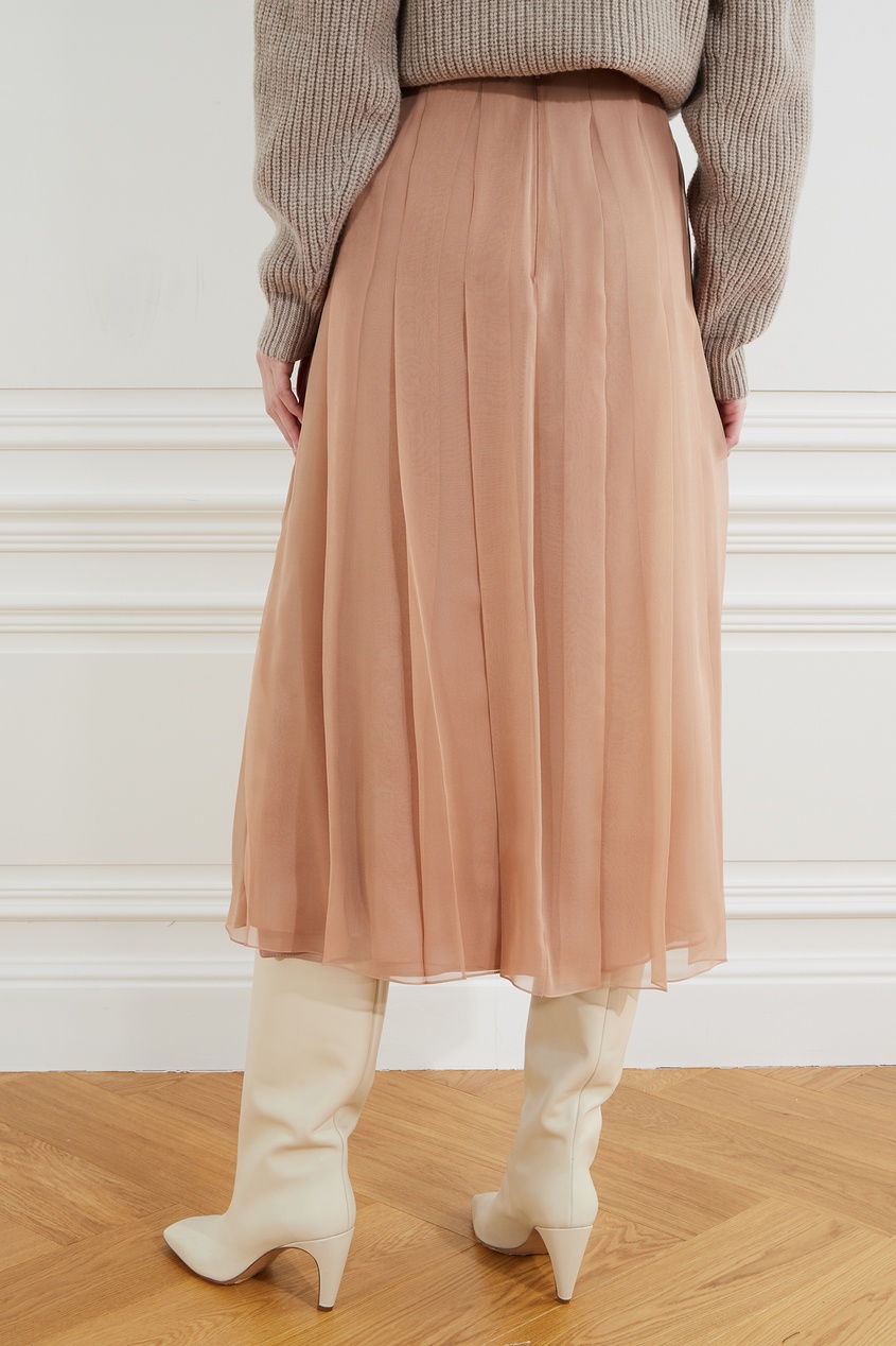 фото Бледно-розовая юбка из шелкового шифона gucci