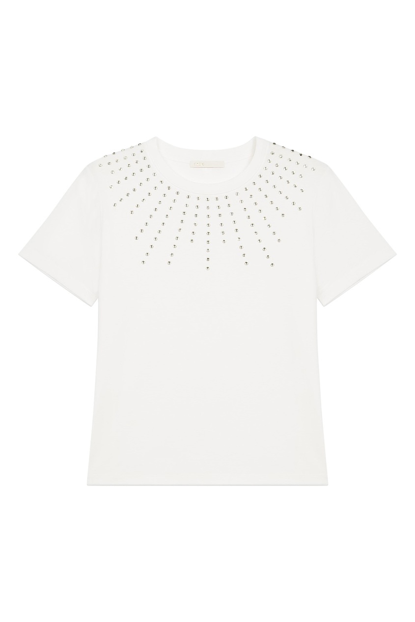 фото Белая футболка с кристаллами maje