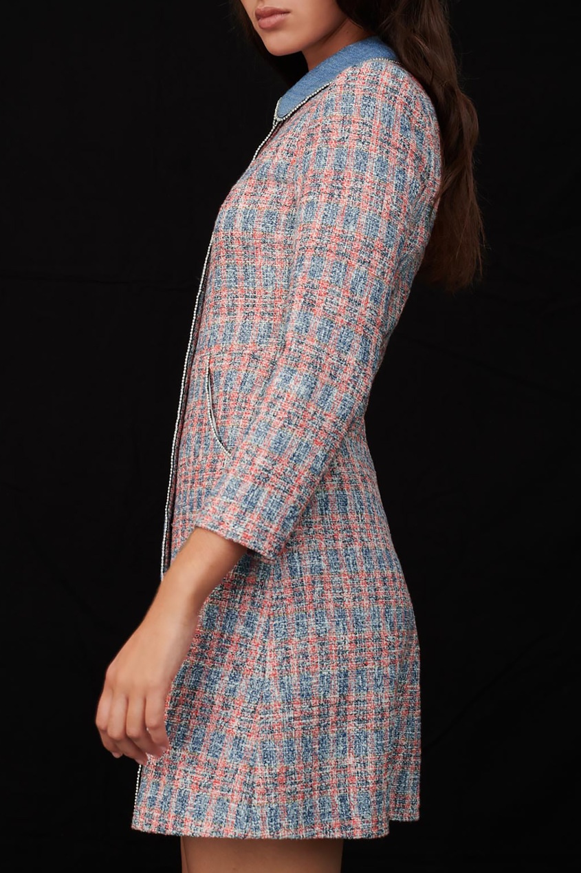 фото Платье из твида с отделкой из денима maje