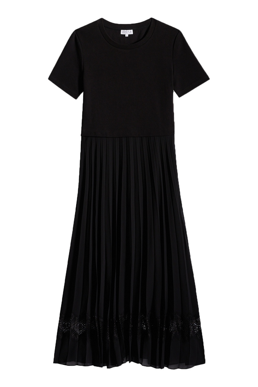 фото Черное хлопковое платье с плиссировкой claudie pierlot