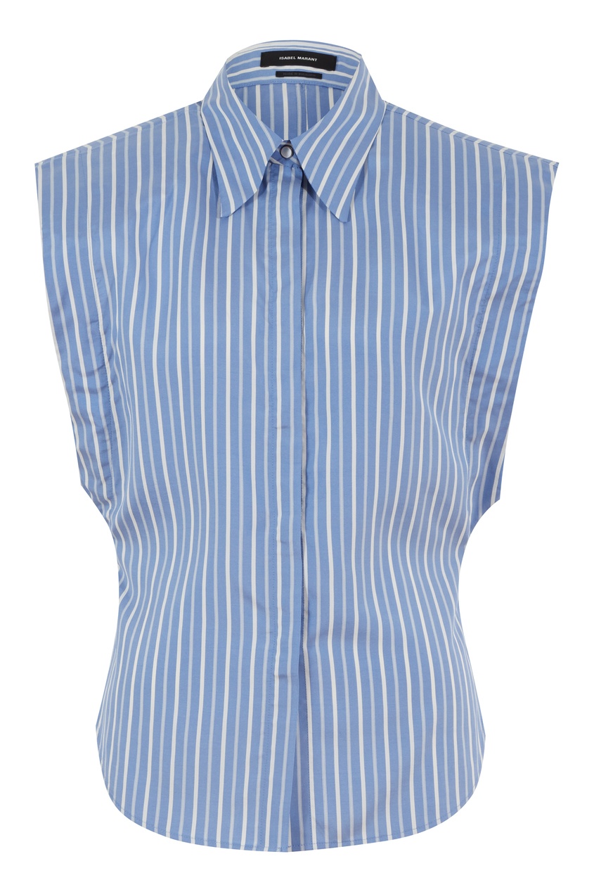 Шелковая блузка в полоску Isabel Marant синего цвета
