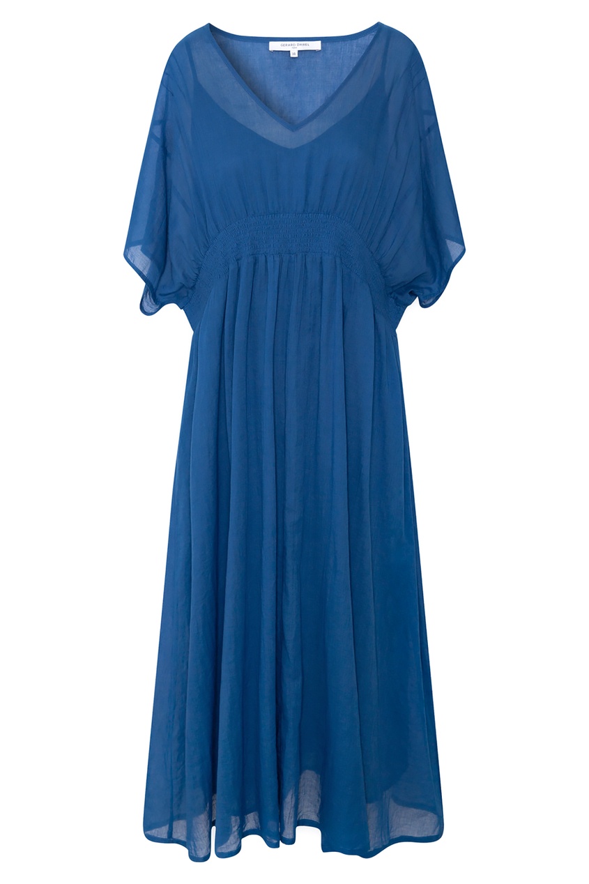 фото Синее свободное платье из хлопка gerard darel