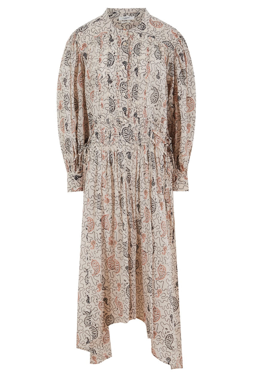 фото Хлопковое платье с принтом и асимметричным подолом isabel marant etoile