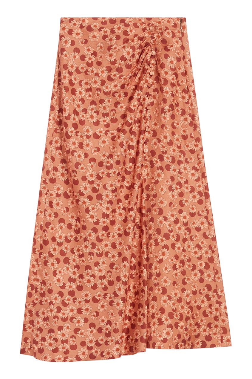 фото Коричневая юбка с цветочным принтом sandro