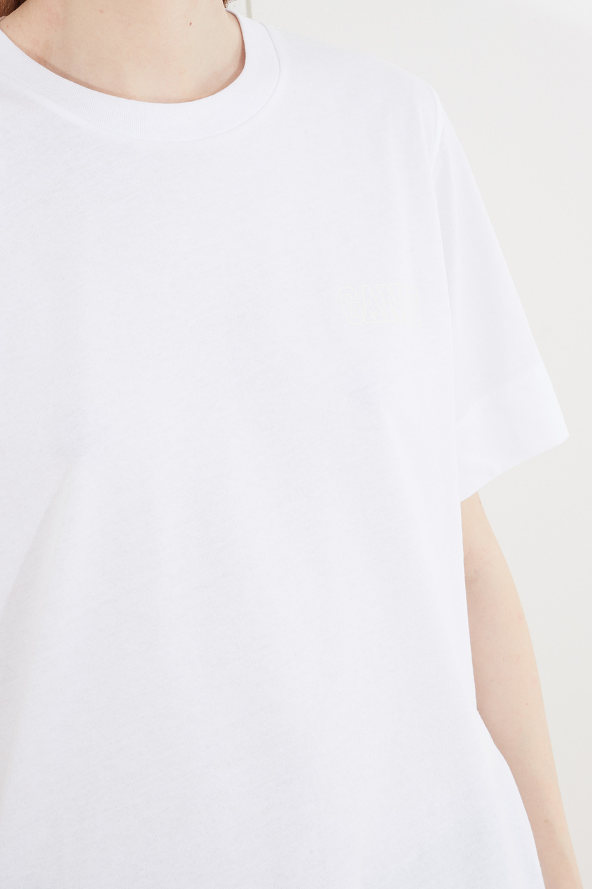 фото Белая футболка с логотипом ganni