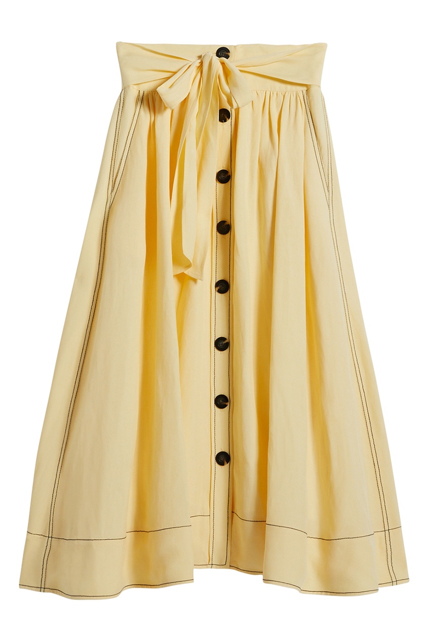фото Желтая юбка с контрастной отстрочкой и пуговицами claudie pierlot