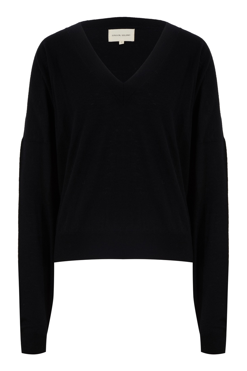 фото Черный пуловер из шерсти и кашемира hakueru loulou studio