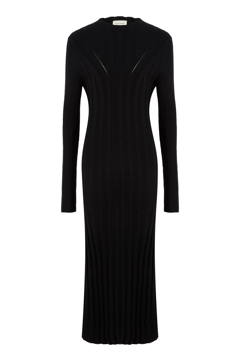 фото Черное платье из льна и шелка gaya loulou studio