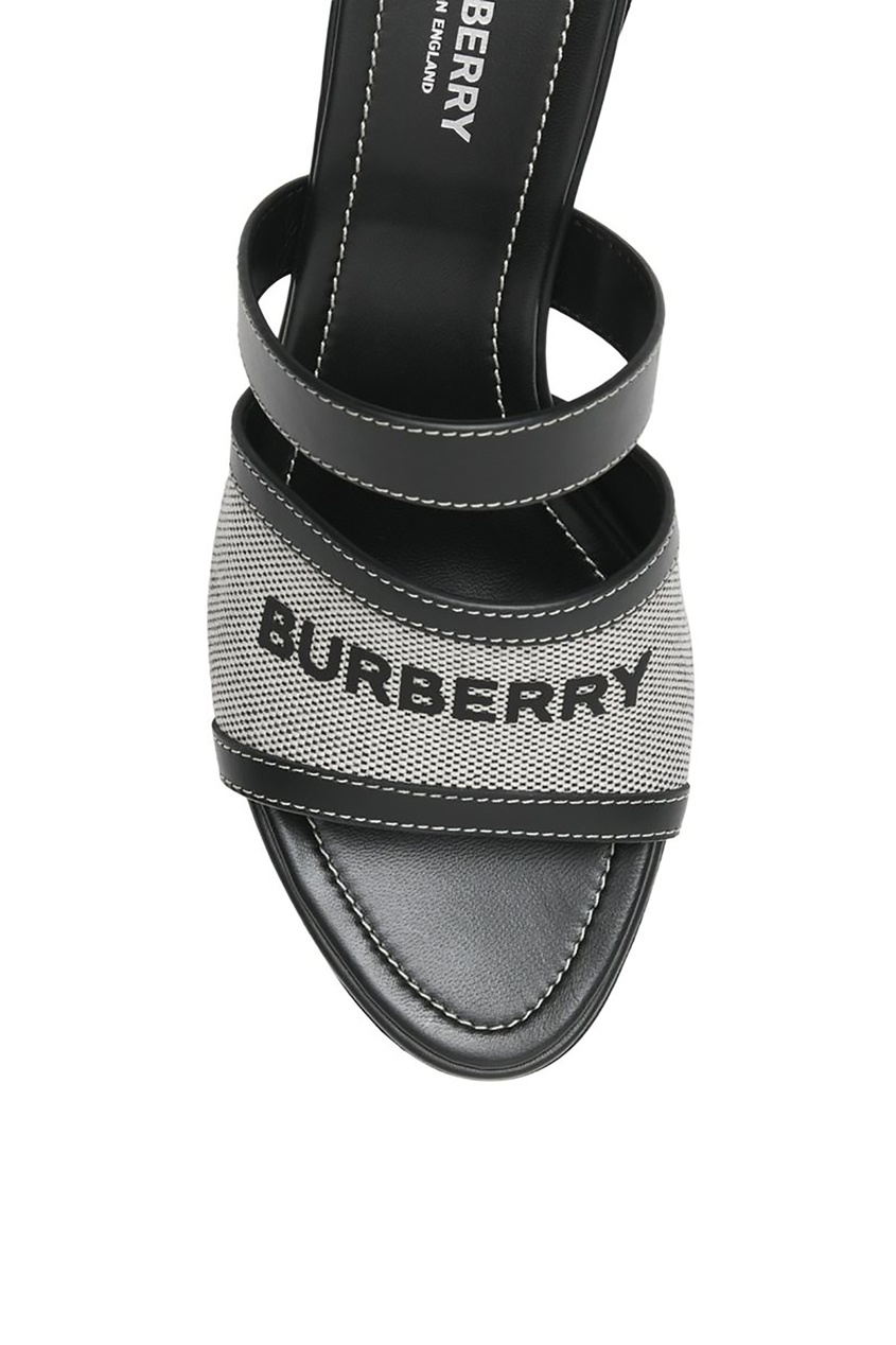 фото Черные мюли из кожи и хлопка burberry