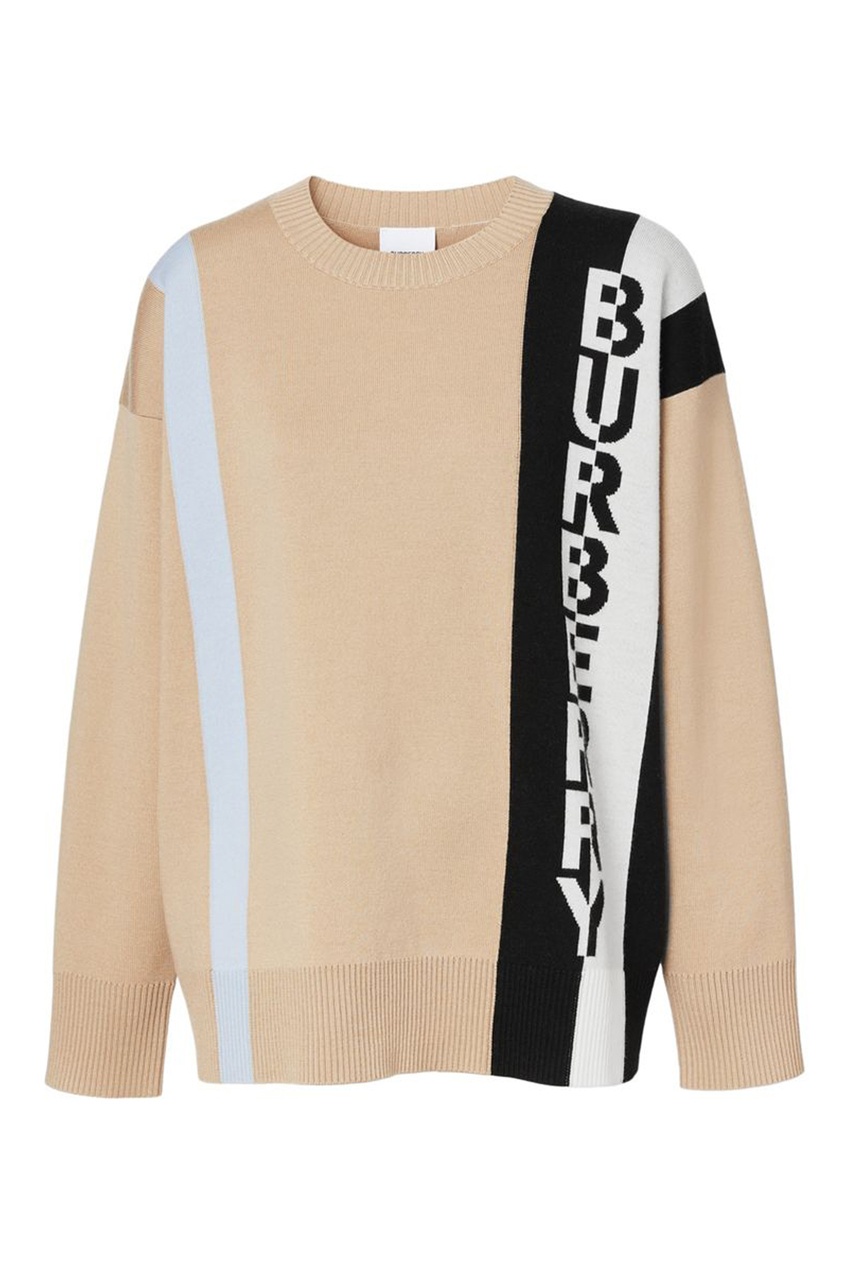 фото Бежевый шерстяной свитер с логотипом burberry