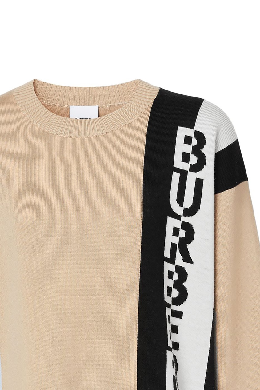 фото Бежевый шерстяной свитер с логотипом burberry