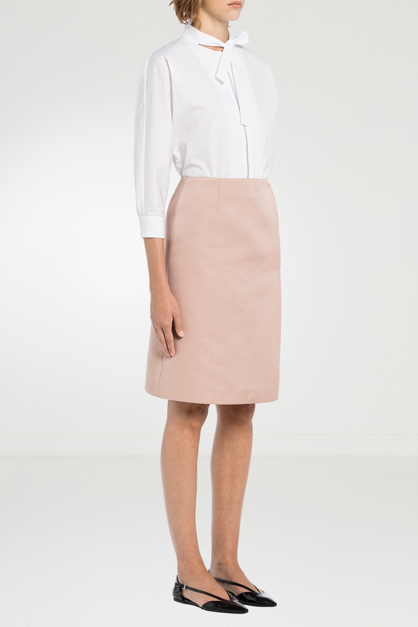 фото Пудрово-розовая прямая юбка prada