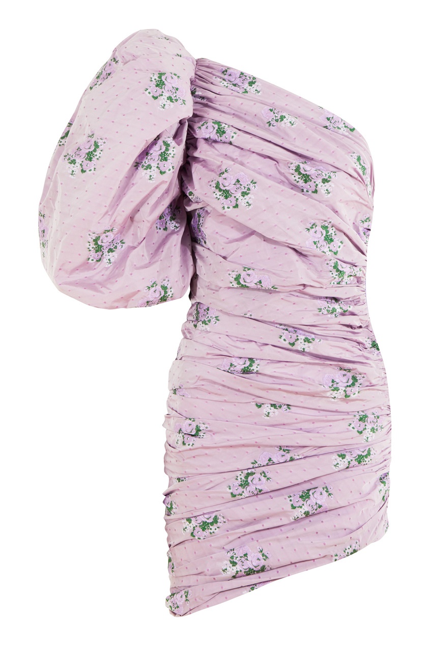 фото Сиреневое платье на одно плечо с цветочным принтом giuseppe di morabito