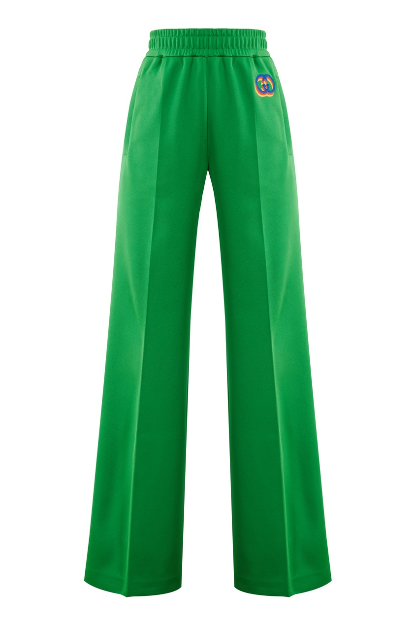 фото Зеленые расклешенные брюки gucci