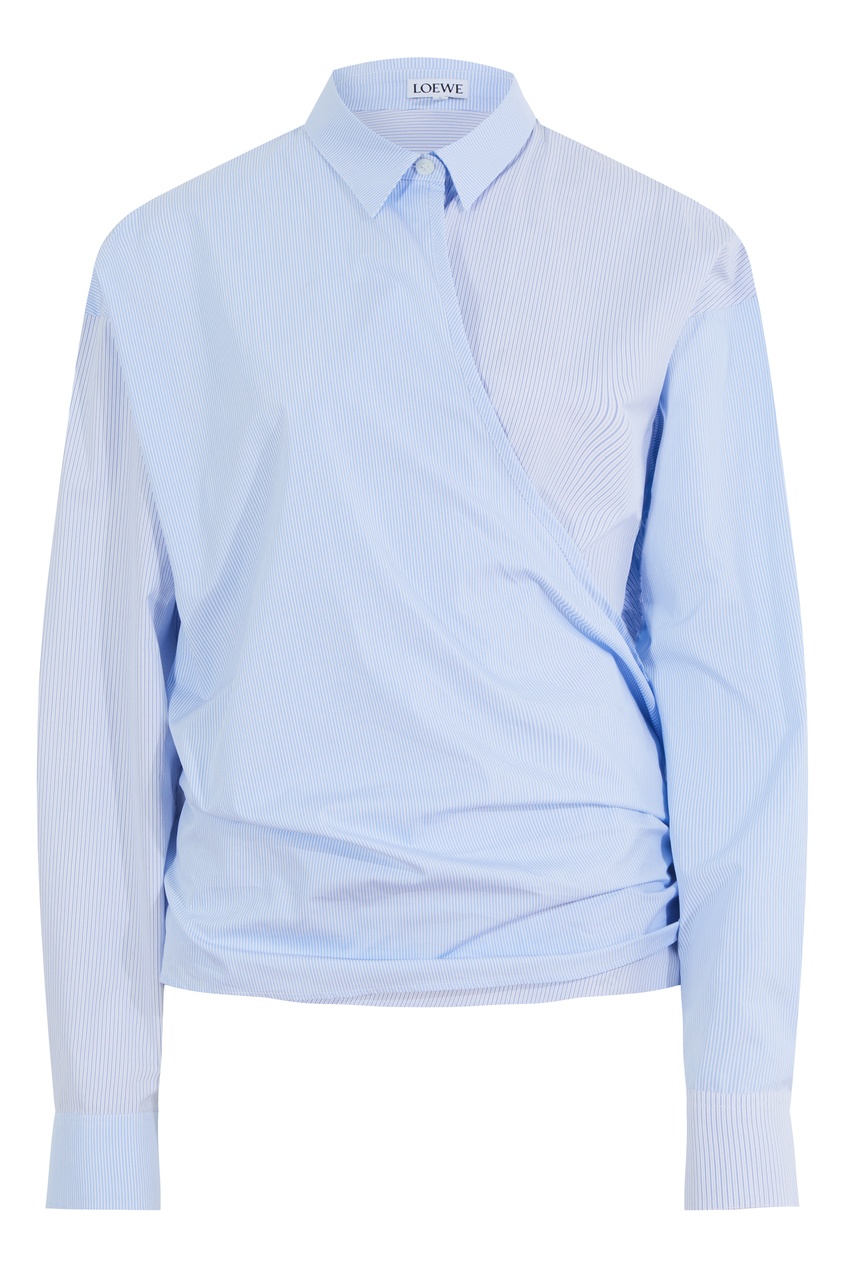 Голубая хлопковая блузка в полоску Loewe синего цвета