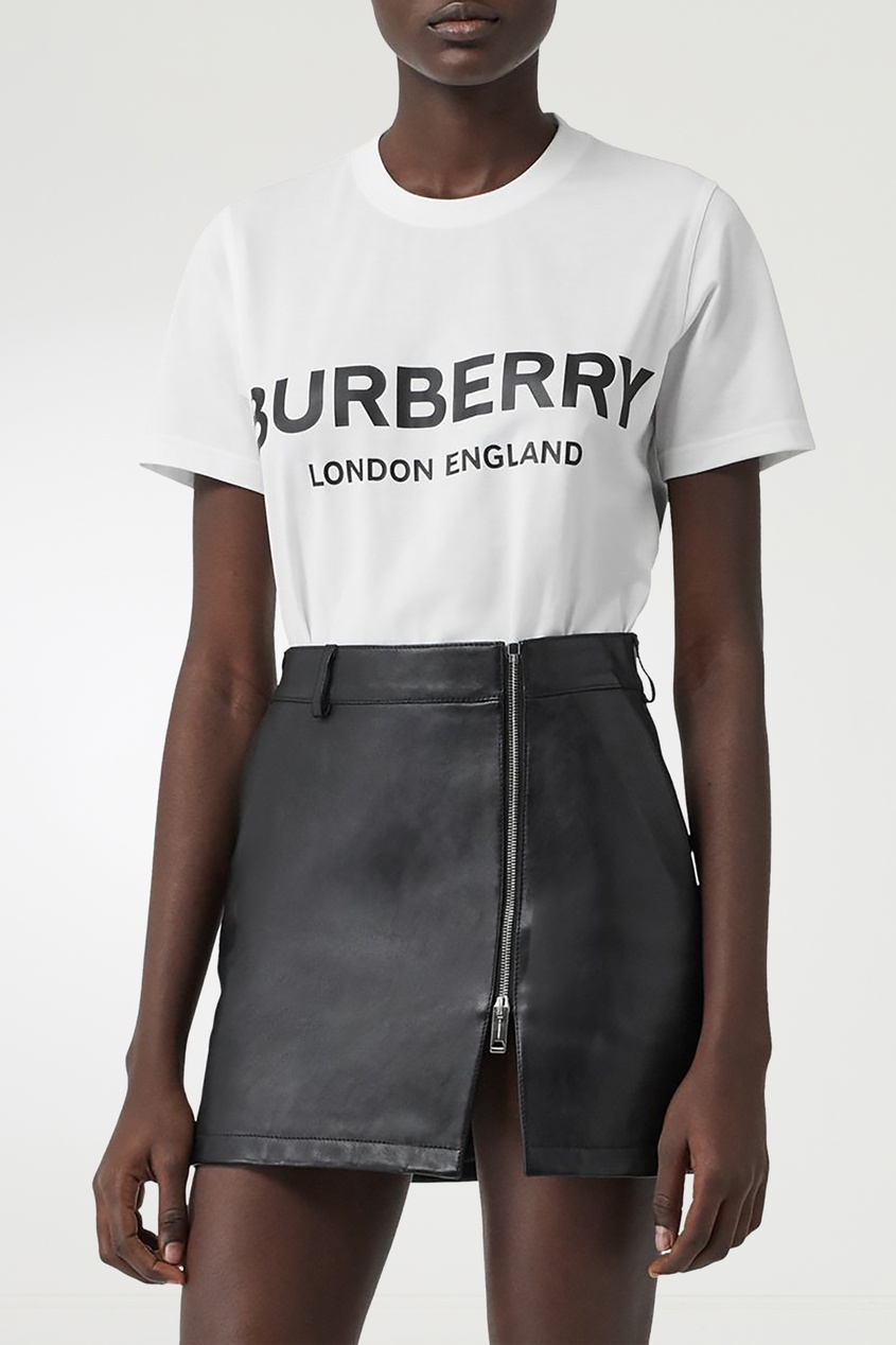 фото Белая хлопковая футболка с логотипом burberry