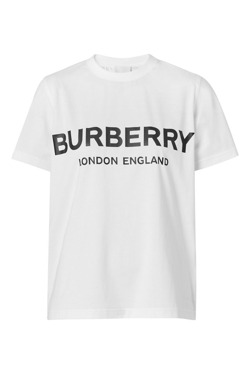 фото Белая хлопковая футболка с логотипом burberry