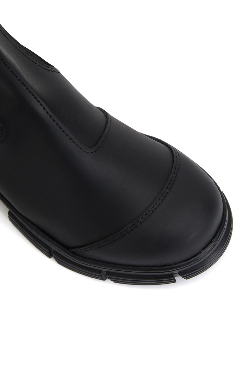 фото Черные кожаные ботинки ganni