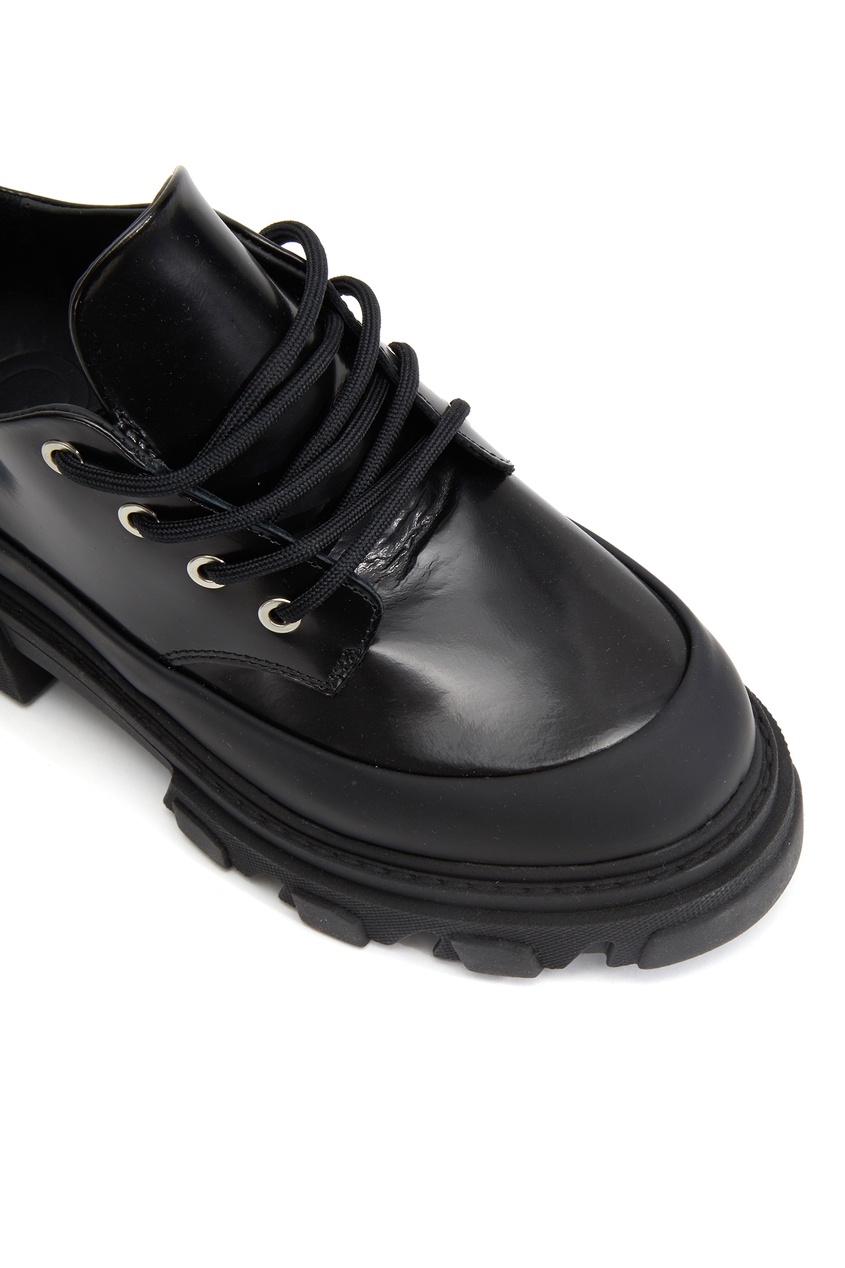 фото Черные кожаные ботинки на шнуровке ganni