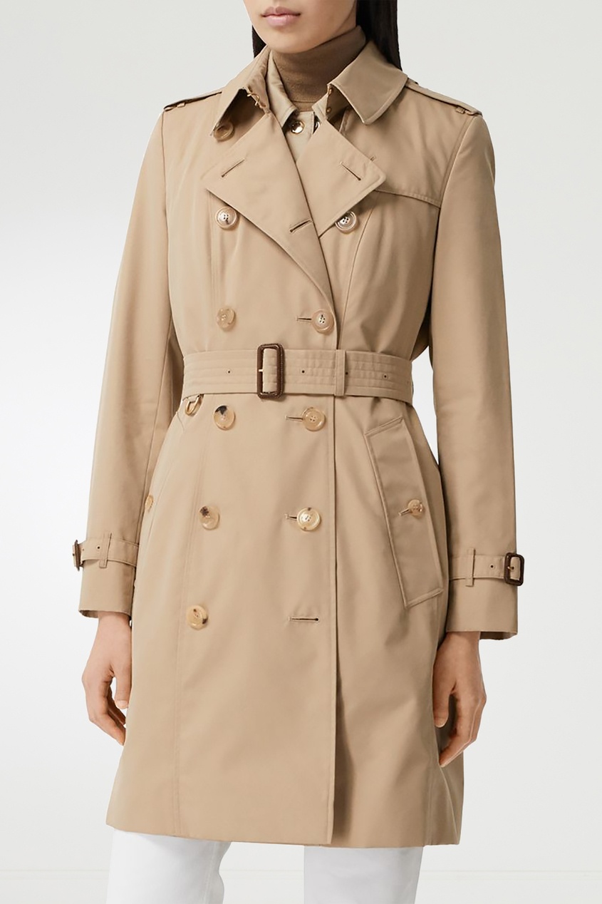 фото Песочный тренч средней длины chelsea burberry