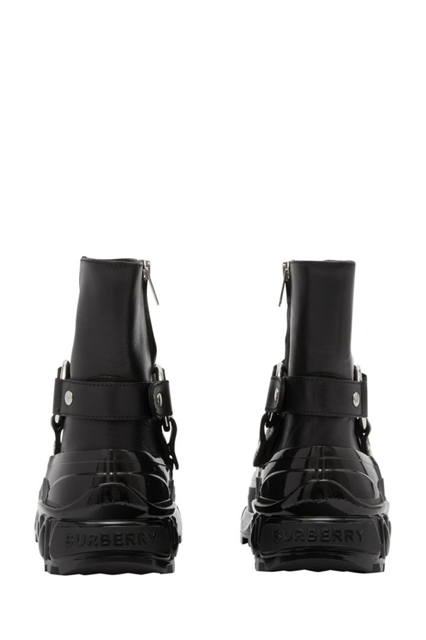 фото Черные кожаные ботинки с пряжкой burberry