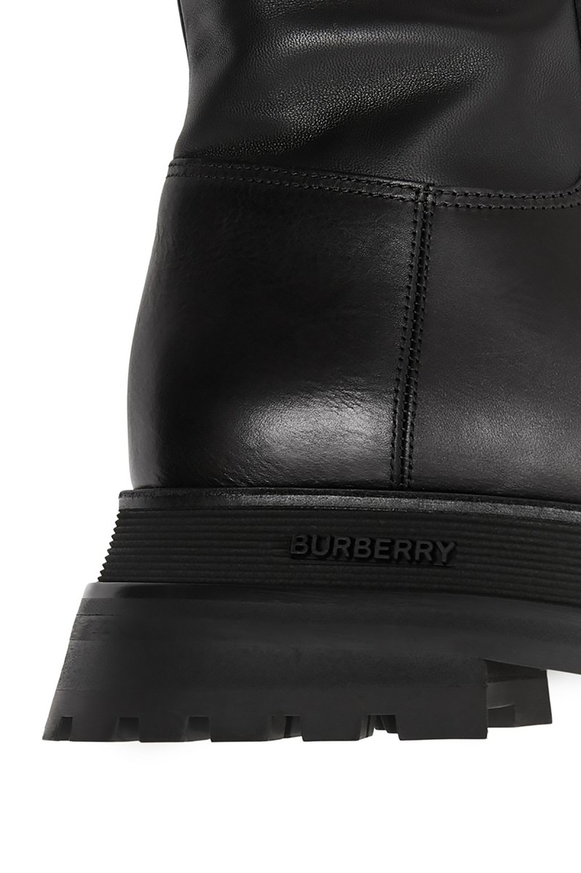 фото Черные высокие ботинки из кожи burberry