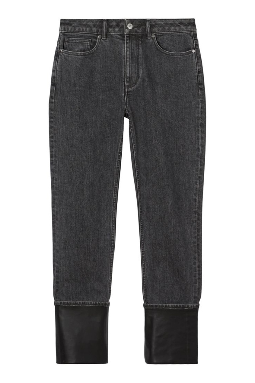 фото Темно-серые джинсы с кожаной отделкой burberry
