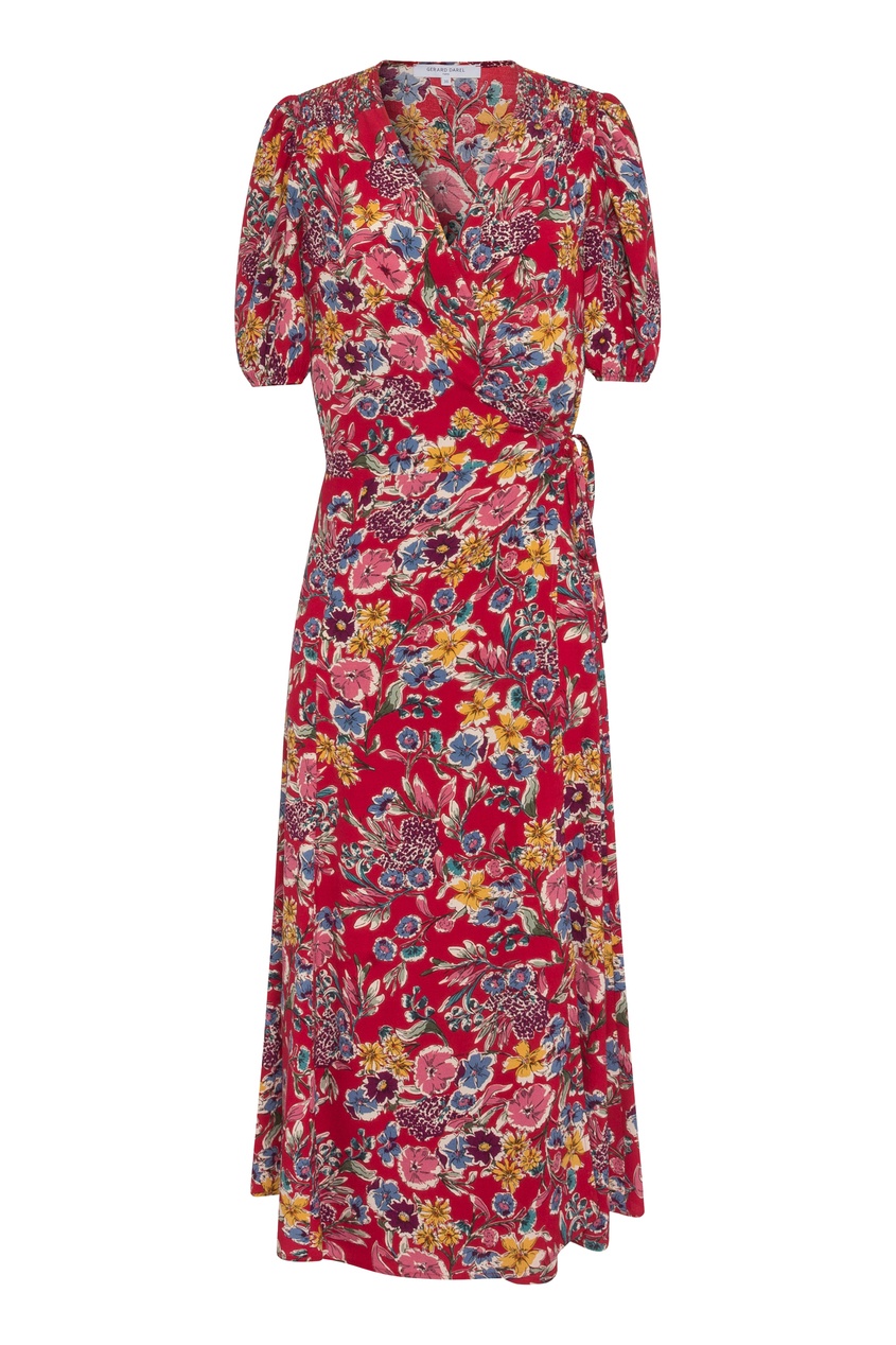 фото Красное платье с цветочным принтом gerard darel