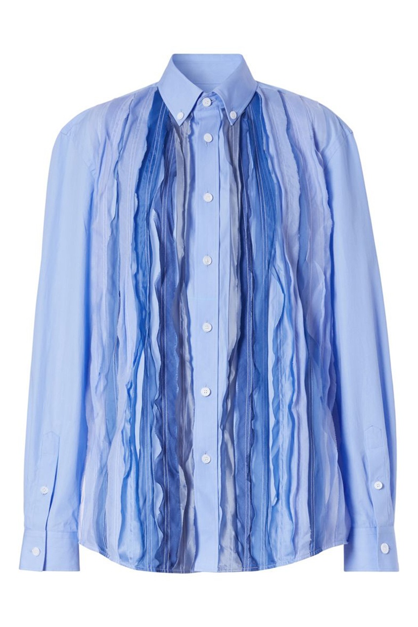 фото Голубая рубашка из хлопка с отделкой burberry