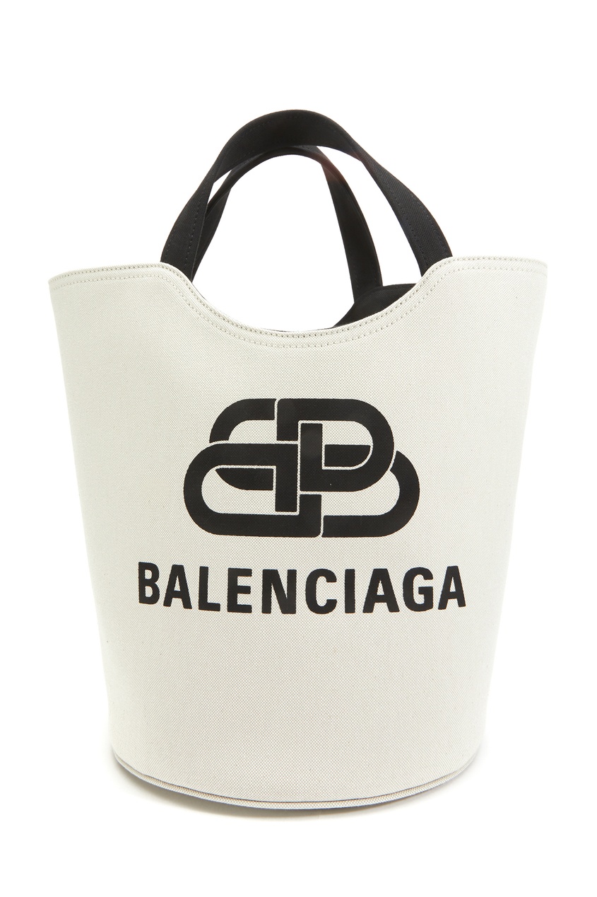 фото Светло-бежевая сумка из хлопка с логотипом balenciaga