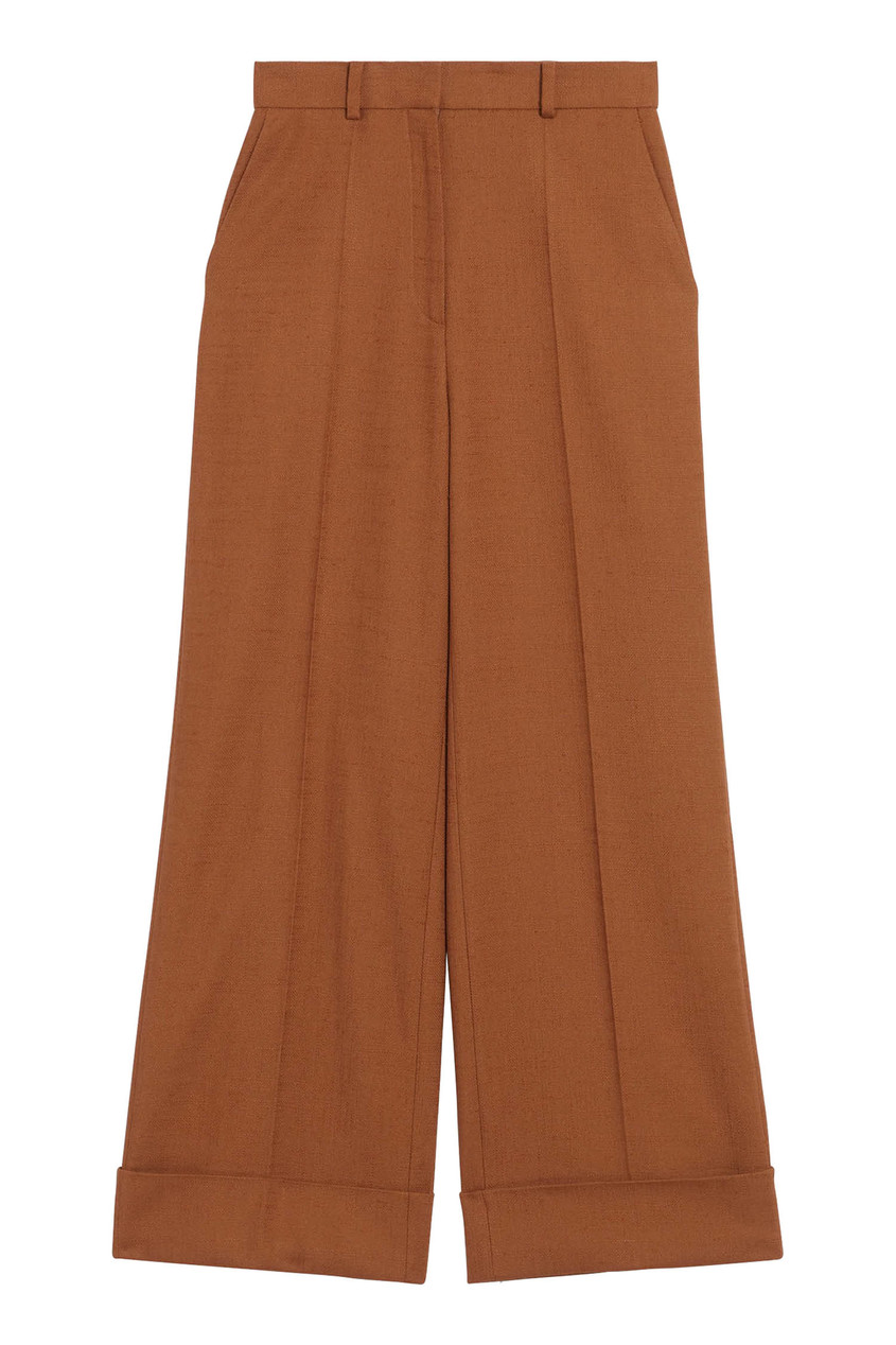 фото Широкие укороченные брюки цвета карамели sandro