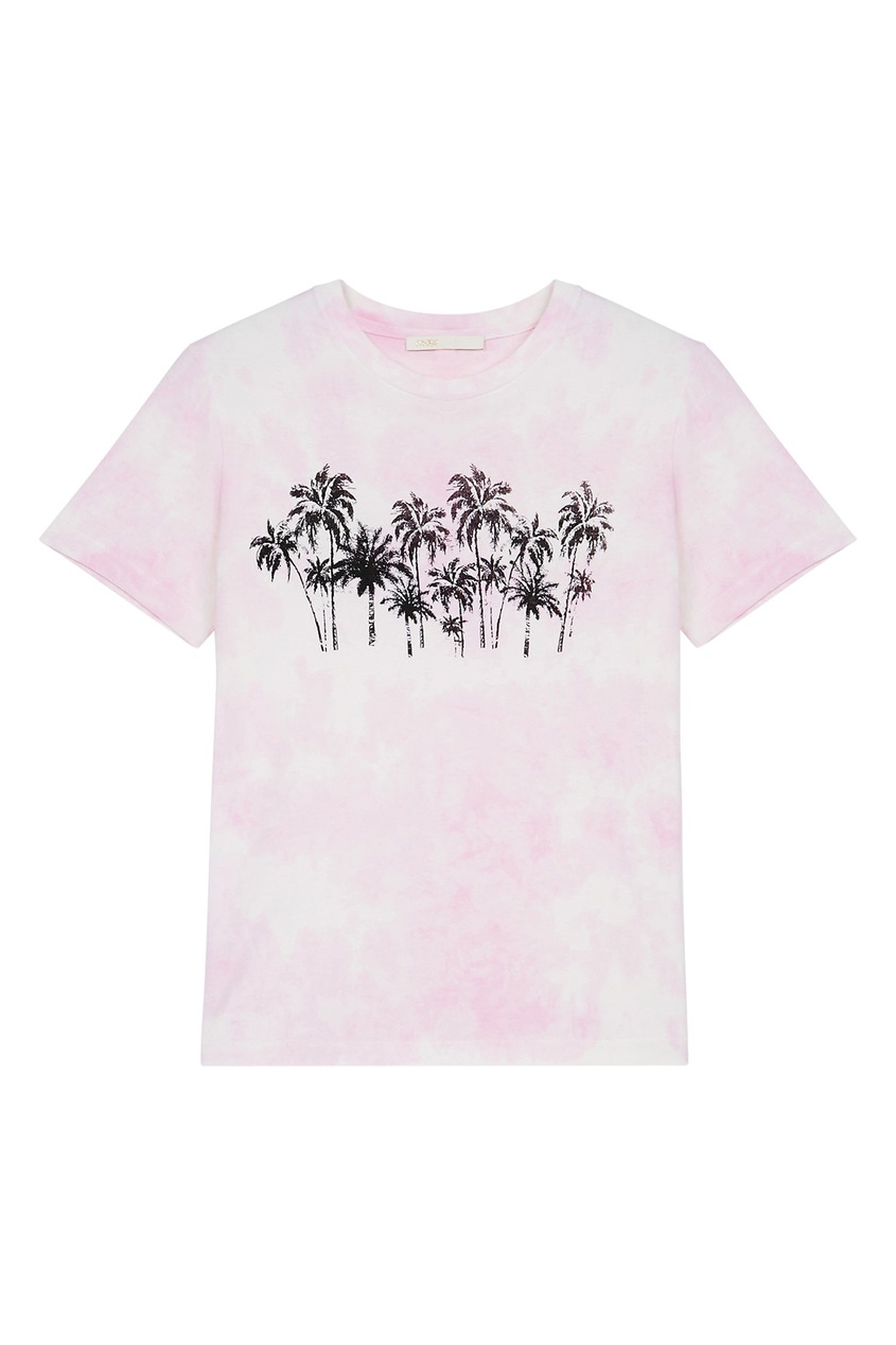 фото Розовая футболка с пальмами maje