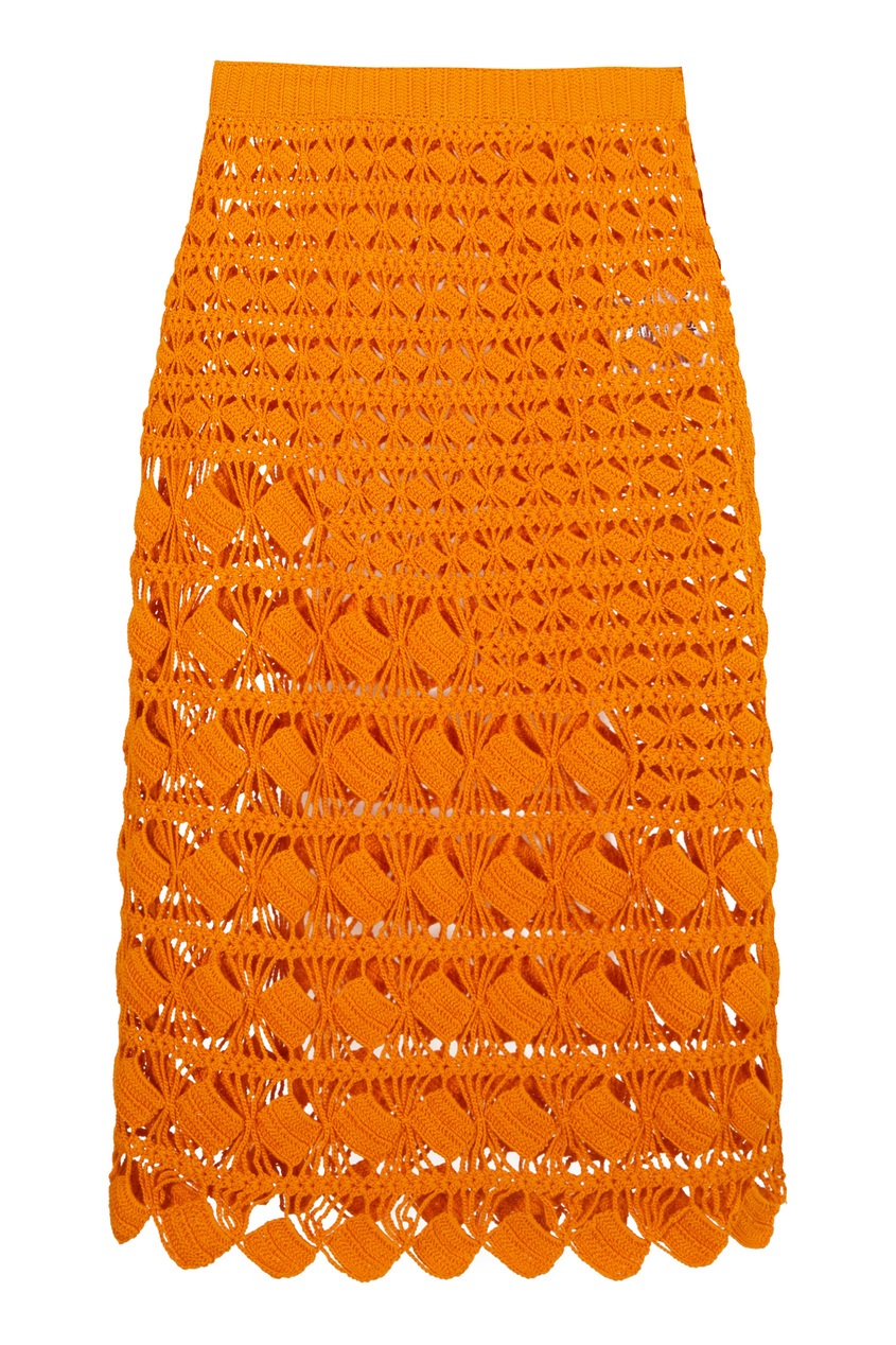 фото Оранжевая плетеная юбка acne studios