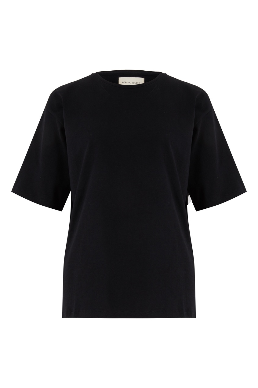 Черная хлопковая футболка Lipari LouLou Studio Black 3311201306 