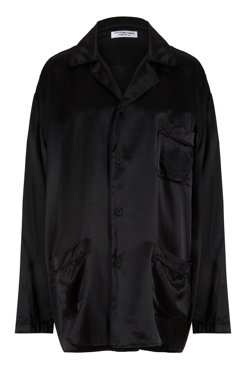 Черная шелковая рубашка Balenciaga черного цвета