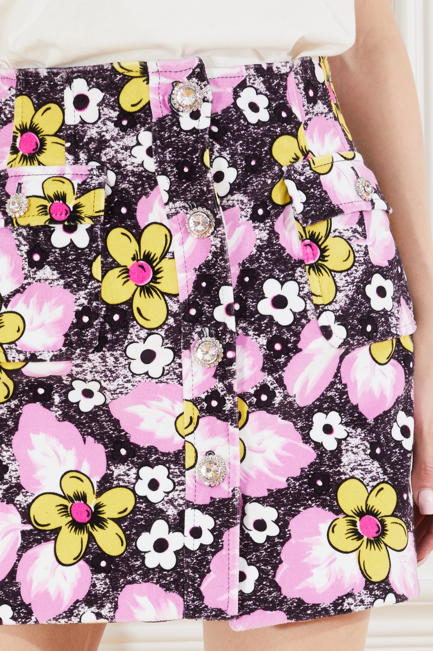 фото Хлопковая юбка с цветочным принтом alessandra rich