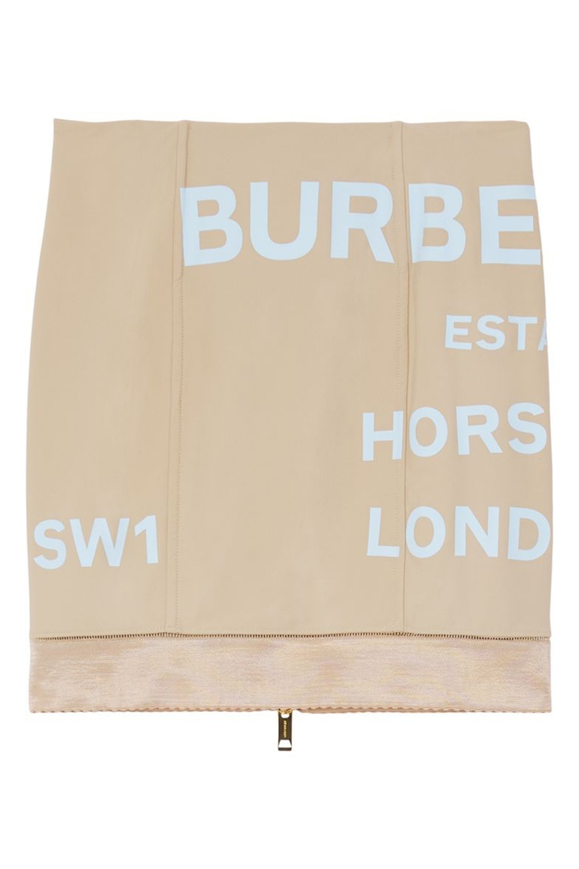 фото Бежевая юбка с надписями burberry