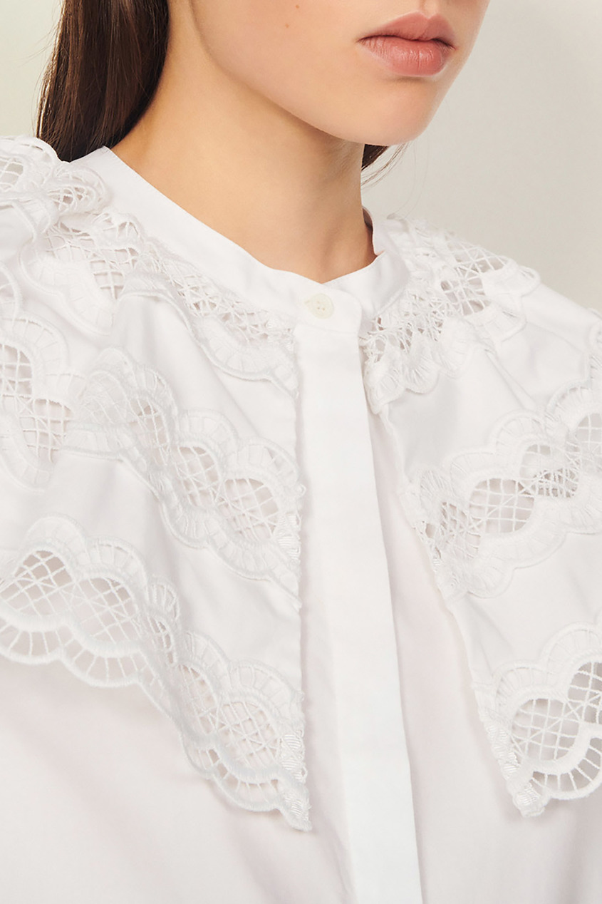 фото Белая блузка с объемным воротником sandro