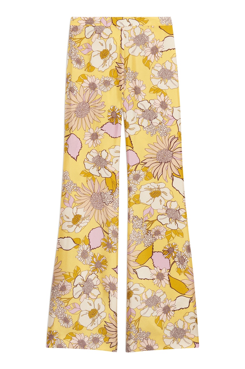 фото Желтые расклешенные брюки с принтом sandro